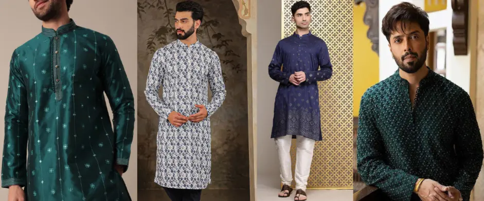 types of kurtas with different fabrics and embellishments