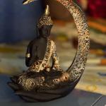 Modern Buddha Statue in Matte Black with Golden Finish – Spiritual Home Decor