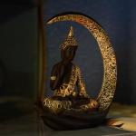 Modern Buddha Statue in Matte Black with Golden Finish – Spiritual Home Decor