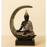 Modern Buddha Statue in Matte Black with Golden Finish – Spiritual Home Decor