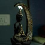 Modern Buddha Statue in Matte Black with Golden Finish – Spiritual Home Decor