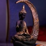 Modern Buddha Statue in Matte Black with Golden Finish – Spiritual Home Decor