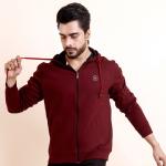 BERRYBLUES Premium Men's Fleece Full Sleeve Hoody Sweat Shirt - Maroon
