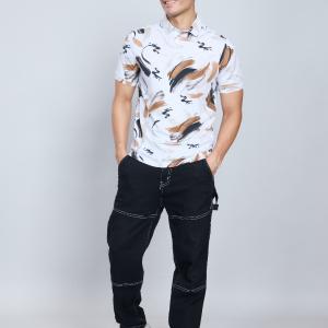 Digital Printed Premium Stretchable Polo Neck Half Sleeve T-Shirt - Rich Brown