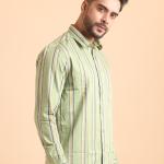 Mens Full Sleeve Cotton Checks Shirt - Pista