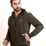 BERRYBLUES Premium Men's Fleece Full Sleeve Hoody Sweat Shirt - Olive
