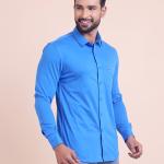 BERRYBLUES Mens Basic Solid Full Sleeve Knitted Shirt