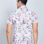 Digital Printed Premium Stretchable Polo Neck Half Sleeve T-Shirt - Beige
