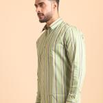 Mens Full Sleeve Cotton Checks Shirt - Pista