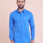 BERRYBLUES Mens Basic Solid Full Sleeve Knitted Shirt