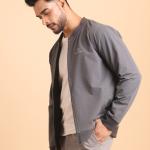 BERRYBLUES Premium Men's Comfort Bomber Jacket - Dark Grey