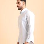 BERRYBLUES Mens Light Striped Cotton Full Sleeve Shirt