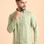 Mens Full Sleeve Cotton Checks Shirt - Pista