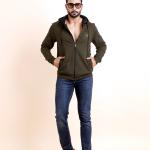 BERRYBLUES Premium Men's Fleece Full Sleeve Hoody Sweat Shirt - Olive