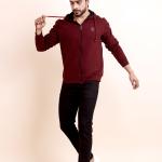 BERRYBLUES Premium Men's Fleece Full Sleeve Hoody Sweat Shirt - Maroon