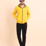 BERRYBLUES Premium Men's Fleece Full Sleeve Hoody Sweat Shirt - Lemon