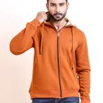 BERRYBLUES Premium Men's Fleece Full Sleeve Hoody Sweat Shirt - Rust