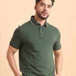 BERRYBLUES Mens Premium Mercerised Pique Polo Neck Half Sleeve T-shirt