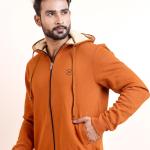 BERRYBLUES Premium Men's Fleece Full Sleeve Hoody Sweat Shirt - Rust