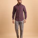 BERRYBLUES Mens Basic Checks Cotton Full Sleeve Shirt