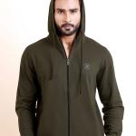 BERRYBLUES Premium Men's Fleece Full Sleeve Hoody Sweat Shirt - Olive