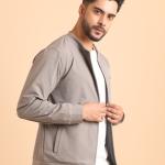 BERRYBLUES Premium Men's Comfort Bomber Jacket - Light Grey