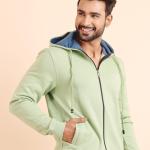BERRYBLUES Premium Men's Fleece Full Sleeve Hoody Sweat Shirt - Pista