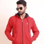 BERRYBLUES Premium Men's Fleece Full Sleeve Hoody Sweat Shirt - Red