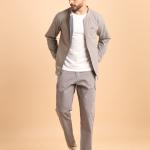 BERRYBLUES Premium Men's Comfort Bomber Jacket - Light Grey