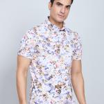 Digital Printed Premium Stretchable Polo Neck Half Sleeve T-Shirt - Beige