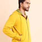 BERRYBLUES Premium Men's Fleece Full Sleeve Hoody Sweat Shirt - Lemon