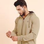BERRYBLUES Premium Men's Fleece Full Sleeve Hoody Sweat Shirt - Khaki