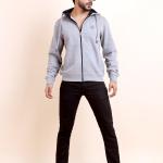 BERRYBLUES Premium Men's Fleece Full Sleeve Hoody Sweat Shirt - Grey
