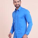 BERRYBLUES Mens Basic Solid Full Sleeve Knitted Shirt