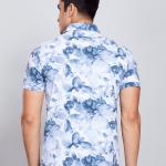 Digital Printed Premium Stretchable Polo Neck Half Sleeve T-Shirt - Petrol Color