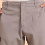 BERRYBLUES Premium 100% Cotton Twill Midrise Six Pockets Cargo Pants - Dark Grey
