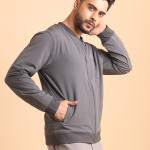 BERRYBLUES Premium Men's Comfort Bomber Jacket - Dark Grey