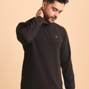BERRYBLUES Premium Mens Round Neck Full Sleeve Rib T-Shirt