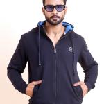 BERRYBLUES Premium Men's Fleece Full Sleeve Hoody Sweat Shirt - Navy