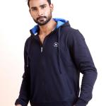 BERRYBLUES Premium Men's Fleece Full Sleeve Hoody Sweat Shirt - Navy