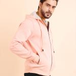 BERRYBLUES Premium Men's Fleece Full Sleeve Hoody Sweat Shirt - Peach