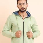 BERRYBLUES Premium Men's Fleece Full Sleeve Hoody Sweat Shirt - Pista