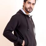 BERRYBLUES Premium Men's Fleece Full Sleeve Hoody Sweat Shirt - Black