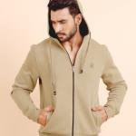BERRYBLUES Premium Men's Fleece Full Sleeve Hoody Sweat Shirt - Khaki