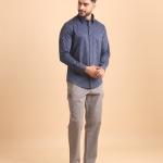 BERRYBLUES Mens Stripe Cotton Full Sleeve Shirt