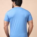 BERRYBLUES Solid Men V Neck Blue T-Shirt