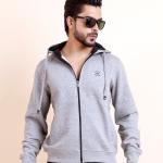 BERRYBLUES Premium Men's Fleece Full Sleeve Hoody Sweat Shirt - Grey
