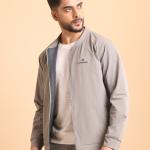 BERRYBLUES Premium Men's Comfort Bomber Jacket - Light Grey