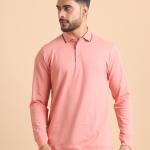 BERRYBLUES Mens Premium Mercerised Pique Polo Neck Full Sleeve T-Shirt