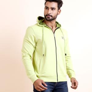 BERRYBLUES Premium Men's Fleece Full Sleeve Hoody Sweat Shirt - Lime